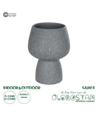 GloboStar® Artificial Garden SAMUI 21271 Διακοσμητικό Κεραμικό Βάζo Γκρι Π16 x Μ16 x Υ20cm